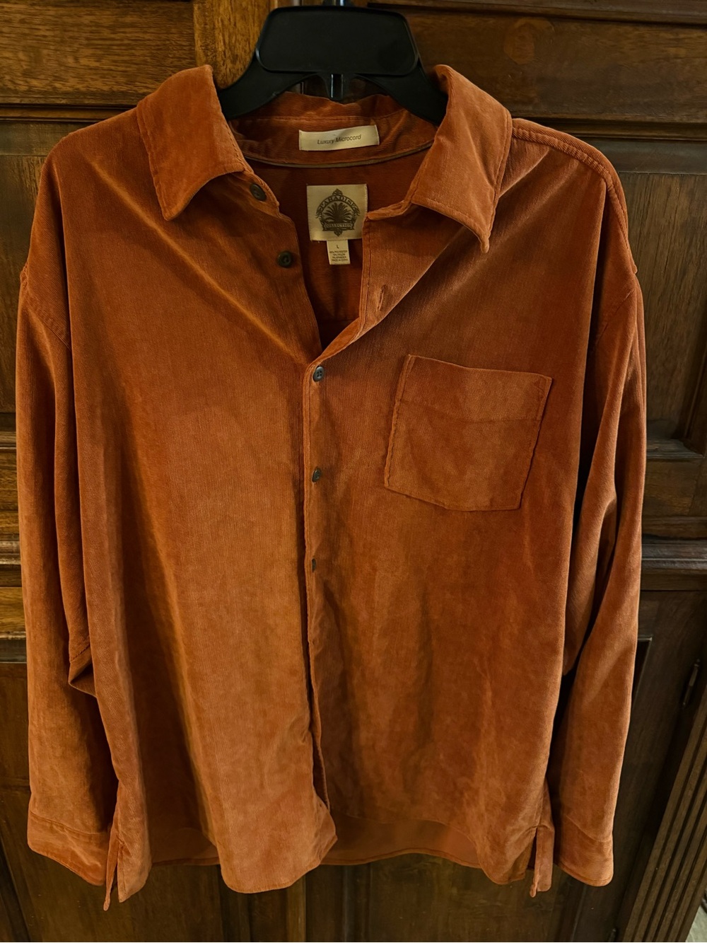 Paradise Collection brand "Luxury Microcord" rust-colored corduroy shirt Large